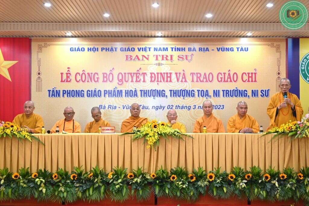 Phật giáo tỉnh BR-VT: Lễ Công Bố Quyết Định Và Trao Giáo Chỉ Tấn Phong Giáo Phẩm
